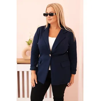 Dámské sako Dámská viskózová sako Plus Size s dlouhým rukávem a límcem modrá UNI