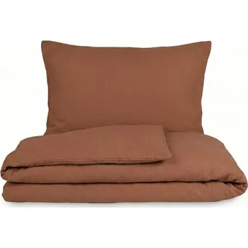 Povlečení Kvalitex Mušelínové povlečení hnědé 1+1, 140x200, 70x90cm