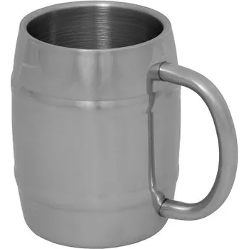 Kempingové nádobí Nerezový termohrnek Barell s uchem, 450 ml, MFH