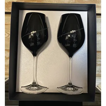 Sklenice Diamante sklenice na víno - černé se Swarovski kamínky