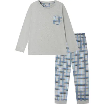 Pánské pyžamo Pánské bavlněné pyžamo s dlouhým rukávem - Wolf & Wolfie S2676A, světle šedá Barva: Šedá, Velikost: L