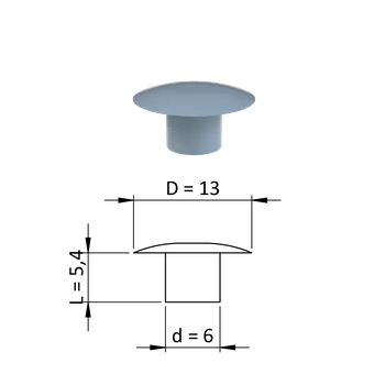 Zábradlí Vnitřní krytka kulatá ø 13 mm, otvor ø 6 mm, šedá, plast