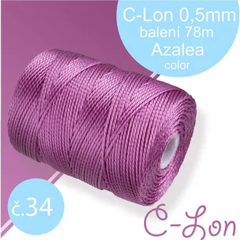 Nit Nylonová nit C-Lon pevná korálková nit. Barva 34 Azalea. Síla nitě 0,5mm. Balení 78m na cívce.