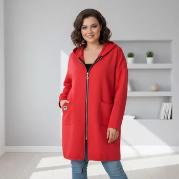 Dámská mikina Dámská červená dlouhá mikina K874