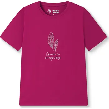 Dámské tričko Dámské bavlněné tričko s krátkým rukávem - Wolf & Wolfie D2621, bordo Barva: Bordo, Velikost: M