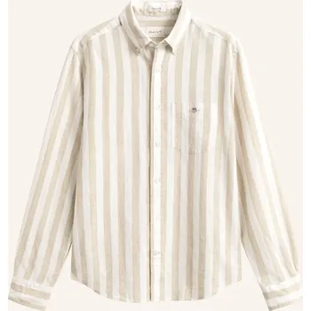 Pánská košile Gant Pánská Košile Regular Fit S Lnem, béžová / krémová, 48