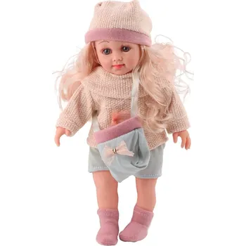 Panenka Lalka Sweet Angel v pleteném svetříku s kabelkou a čepičkou 36 cm