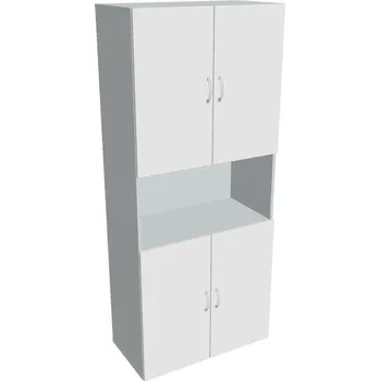 Policová skříň Skříň policová dveřová D 5 80 05 - BÍLÁ , ŠEDÁ