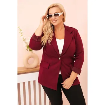 Dámské sako Oversize sako se zapínáním na knoflík model 21454 tmavě fialové