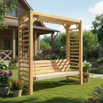 Zahradní houpačka BF Crema Modřín Houpačka s pergolou