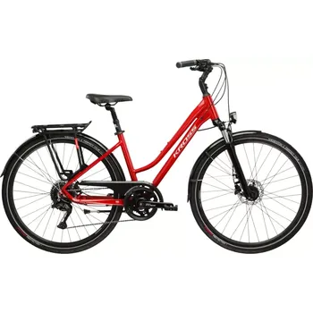 Městské kolo KROSS TRANS 5.0 Lady pneu 28", model 2026, barva červená/stříbrná/lesk