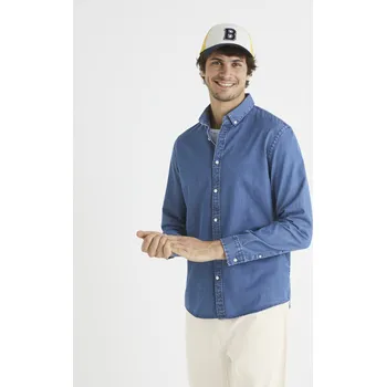 Pánská košile Celio Riflová košile Baden - Pánské Celio modrá 1862728
