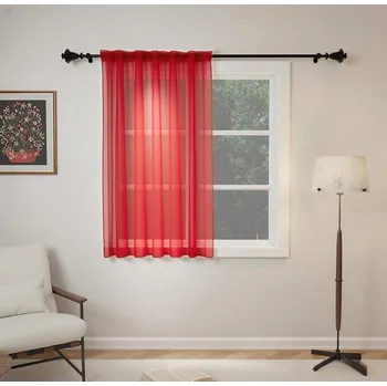 Záclona Dekorační dlouhá záclona s řasící páskou WOOD červená 140x245 cm (cena za 1 kus) MyBestHome