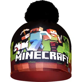 Čepice Čepice dětská Minecraft zimní zeleno hnědá Velikost: S