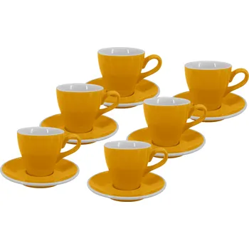by inspire Set 6 ks - Lungo šálek s podšálkem Milano, 150 ml, žlutý