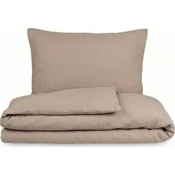 Povlečení Kvalitex Mušelínové povlečení béžové 1+2, 240x220, 70x90cm