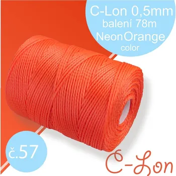 Nit Nylonová nit C-Lon pevná korálková nit. Barva 57 Neon Orange. Síla nitě 0,5mm. Balení 78m na cívce.