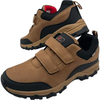 Pánské tenisky Toplay Pánské hnědé tenisky na suchý zip 01 Barva: Hnědá, Velikost: 46