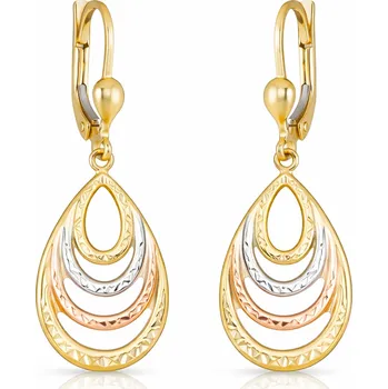 Náušnice Leru Zlaté visací náušnice tříbarevné