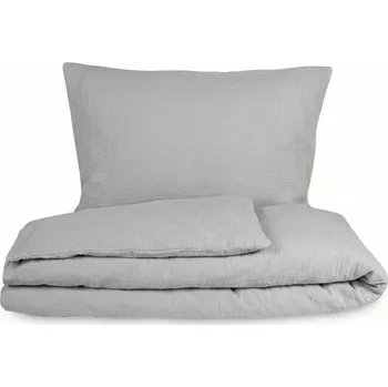 Povlečení Kvalitex Mušelínové povlečení světle šedé 1+2, 240x220, 70x90cm