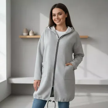 Dámská mikina Dámská šedá dlouhá mikina K873