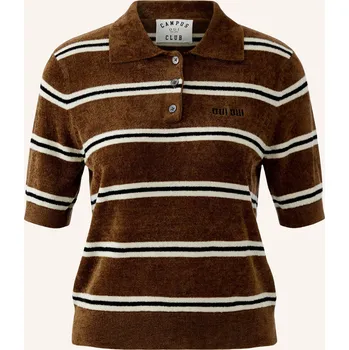 Dámská košile Oui Dámské Pletené Polo Tričko, hnědá / režná / černá, 44