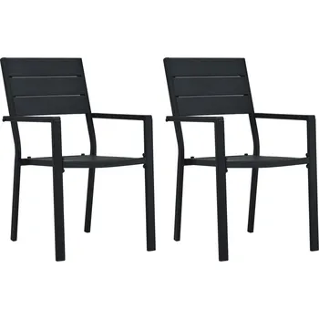 OMAXI Zahradní židle 2 ks černé HDPE dřevěný vzhled 751665