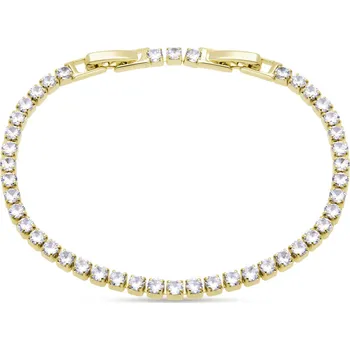 Náramek Biju Pozlacený tenisový náramek s čirými zirkony 2985 Zlatá 18,5 cm