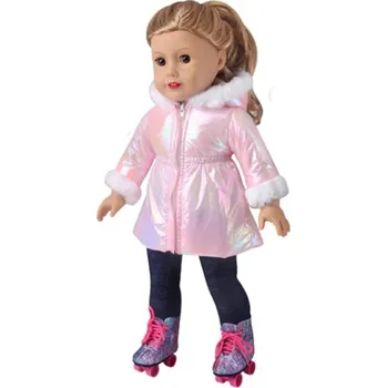 Doplněk pro panenku Bundy pro panenku AMERICAN GIRL A BABY BORN 43-45 CM Varianta: růžová lesklá bunda na zip