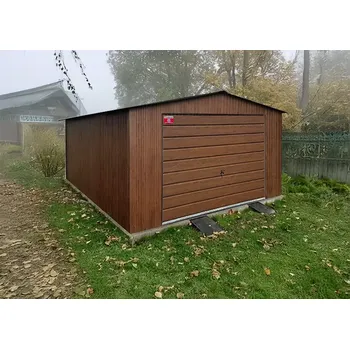 Zahradní stavba Garáž 4 x 5 m sedlová střecha - Tmavý ořech MAT