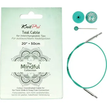 Nástroj na niť a příze KnitPro Mindful Teal fixní lanko 28cm (celková délka 50cm)