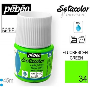 Barva na Textil SETACOLOR Fluorescent Pebeo. barva č. 34 GREEN. Balení 45ml.