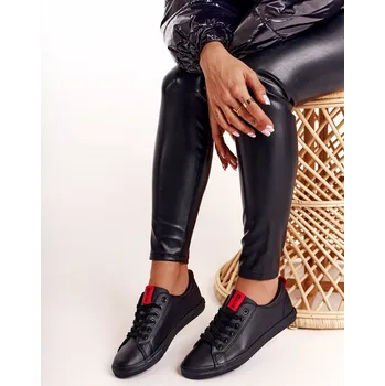 Dámské tenisky BIG STAR SHOES Dámské Kožené Tenisky Se Stuhou BIG STAR DD274687 Barva: Černá, Velikost: 37