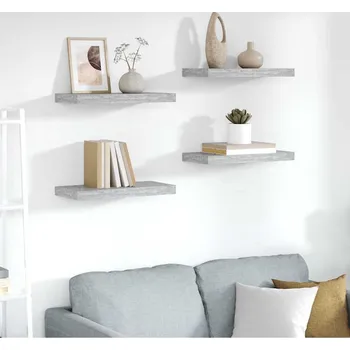 police vidaXL Plovoucí nástěnné police 4 ks 50 x 23 x 3,8 cm MDF [323768] Barva: Betonová šedá