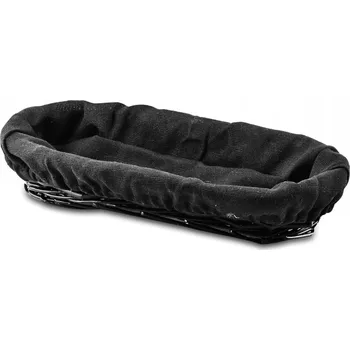 chlebník Affek Design HIWD8438 Proutěný košík na chléb, pečivo, příbor, černý, 26x10x6cm