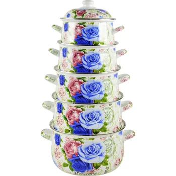 TIDAL Smaltované hrnce ROSES, 2,8/3,7/5/6,2/8L, 10ks, TD-7979