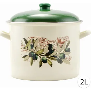 Hrnec Perfect Home Smaltovaný hrnec 2L s poklicí, 18cm, bílo-zelený, 14831