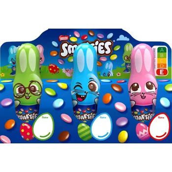 Čokoláda Smarties Mini velikonoční zajíčci z mléčné čokolády 3×18,7 g 56,1 g - originál z Německa