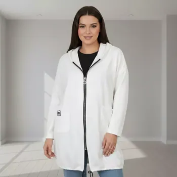 Dámská mikina Dámská bílá dlouhá mikina K881