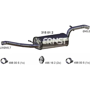 Střední díl výfuku střední část výfukového potrubí FENNO/ IMASAF/ EBERSPACHER