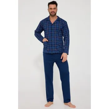 Pánské pyžamo Pánské propínací pyžamo Cornette 114/84 - bavlna Modrá 2XL