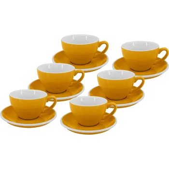 by inspire Set 6 ks - Cappuccino šálek s podšálkem Roma, 180 ml, žlutý