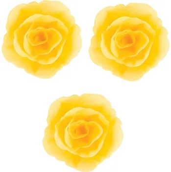 Jedlá dekorace na dort Čínská růže květ - žlutá (jedlý papír)