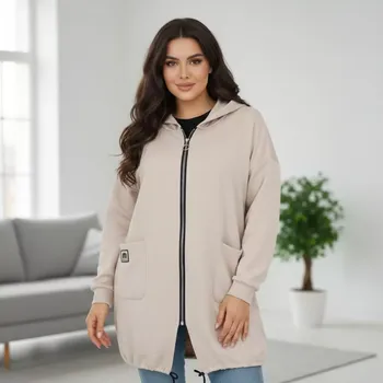 Dámská mikina Dámská béžová dlouhá mikina K875