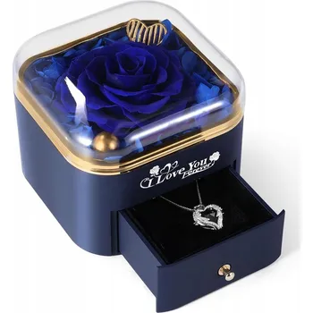 KONZERVOVANÁ RŮŽE V KRABIČCE NA ŠPERKY ROMANTICKÝ DÁREK GRANÁTOVÁ