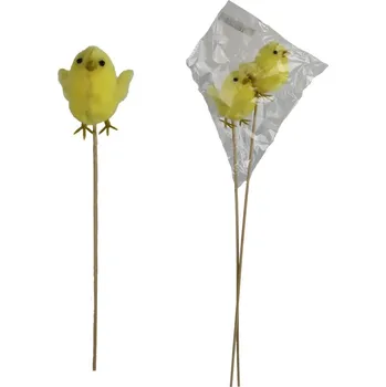 Velikonoční dekorace Zápich kuřátko, 2 ks X5778 - 6 x 4,5 x 6 / 53 cm
