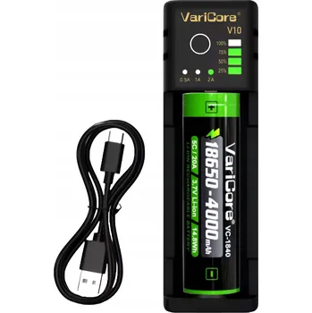 Nabíječka baterií Nabíječka VariCore V10 pro AA AAA 21700 26650 + Akumulátor 18650 4000 mAh