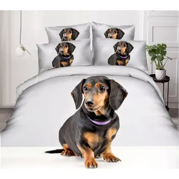 Povlečení NOVINKA 2026 ! Bavlněná sada povlečení 3D Francouzské 200x220 cm ČERNÝ JEZEVČÍK + PROSTĚRADLO ZDARMA !