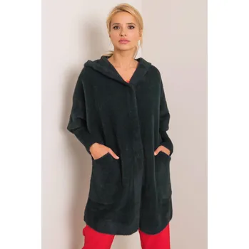 Dámský kabát Alpaka kabát Carolyn s netopýřími rukávy a kapucí barva tmavá khaki