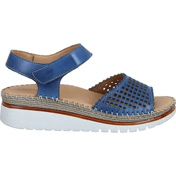 Dámské sandále Dámské Celokožené sandály na klínku MANITU 910212-05 modré #Velikost: 40